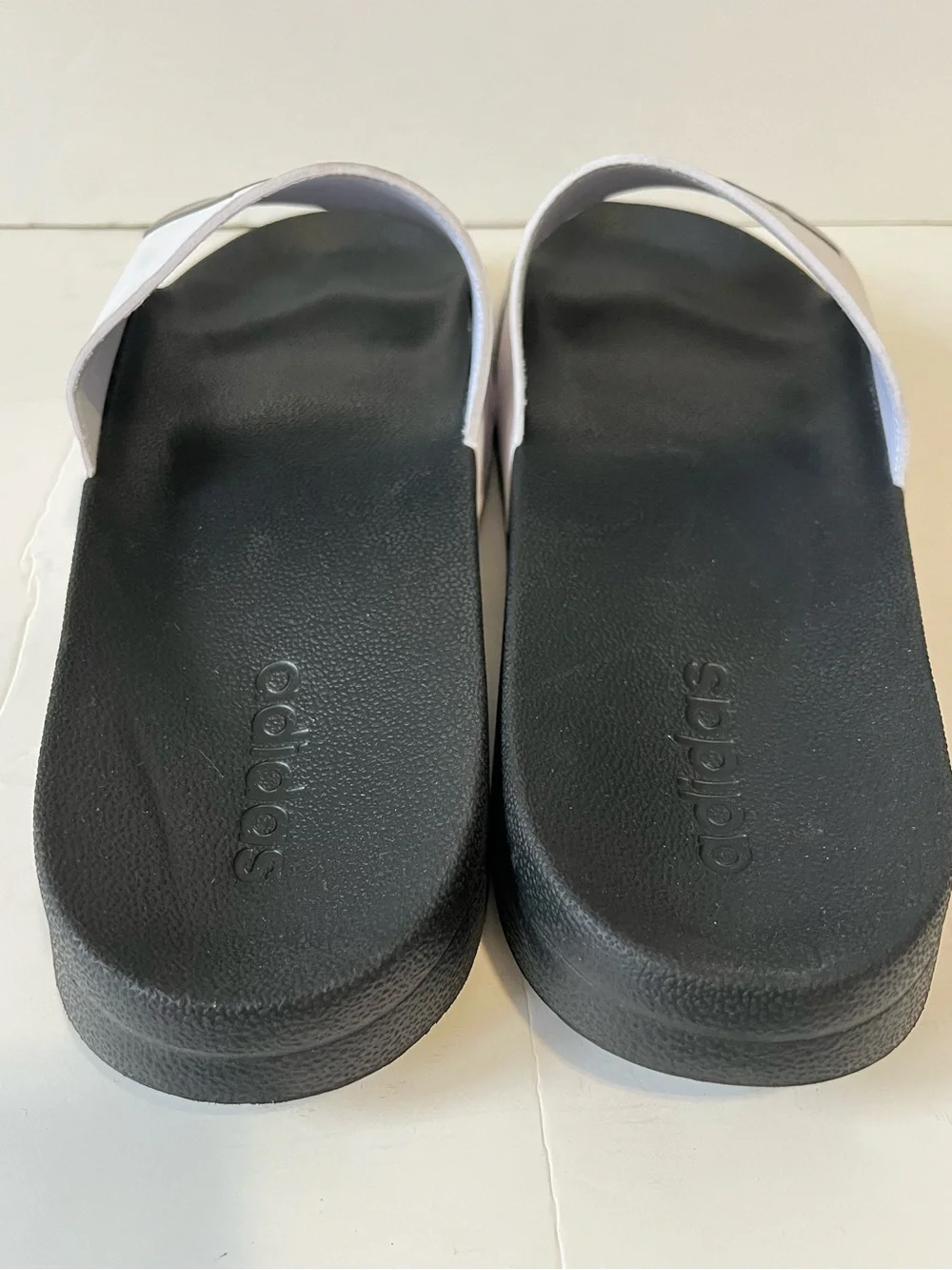 Adidas Adilette Slides White Black Cloudfoam Size 16